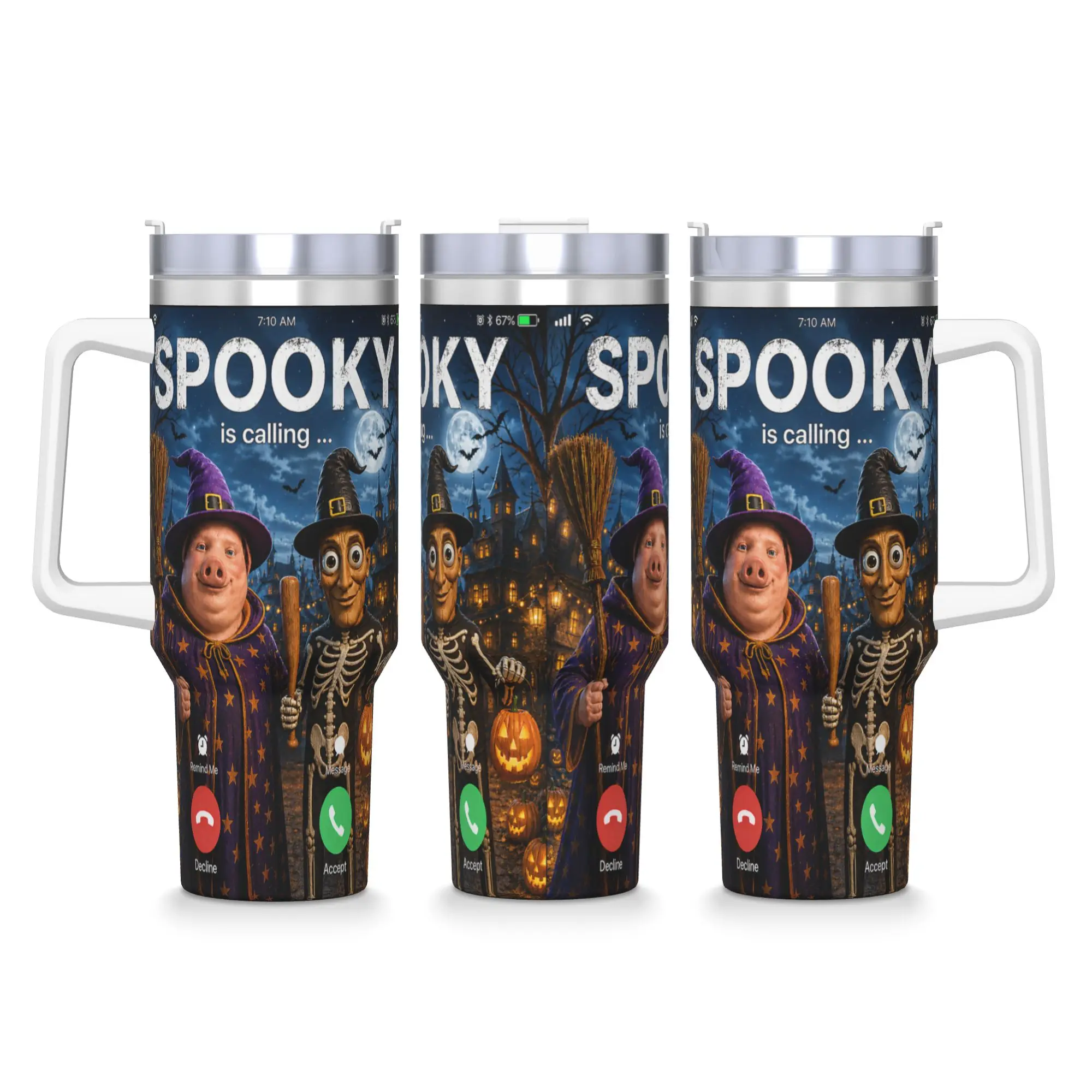 Stainless Steel Tumbler Spooky Calling Tung Tung Sahur John Pork Funny Meme Brainrot Thermal Cups  Leakproof Hot Drinks Mugs Cup