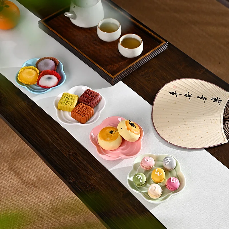 Ceramic Tea Plate Zen Style Tea Room Wedding Chinese Dim Sum Plate Engagement Table Fruit Tray Cake Exquisite Dessert Plate