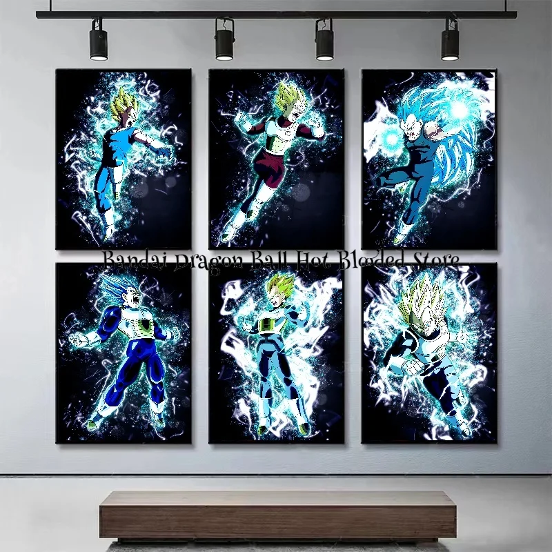 High Quality Canvas Painting Hot-blooded Dragon Ball Vegeta Poster Picture Room Bedroom Decoration Paintings Kids Anime Figures