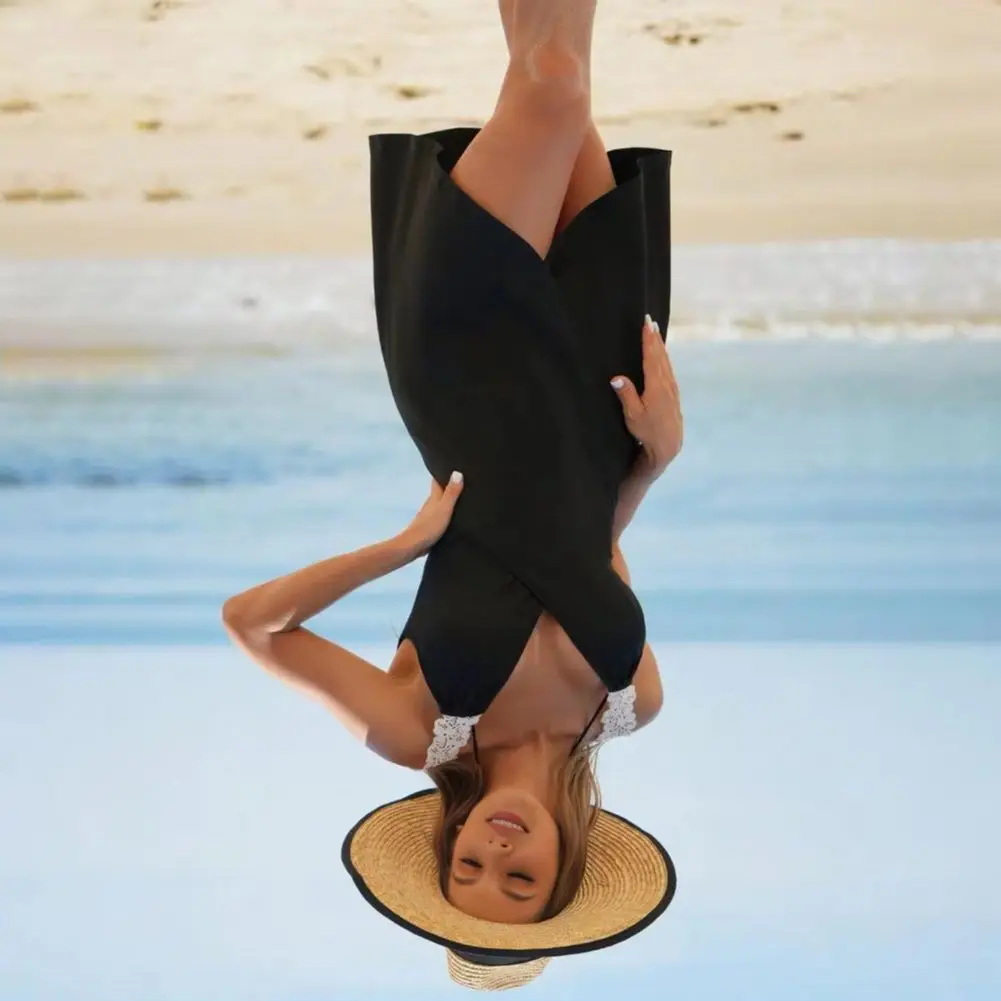 

Sleeveless Blouse Skirt Swimwear Women Swimsuit Halter Lace-up Bra Swimming Briefs Set with Cover Up Dress Beach Vacation Wear