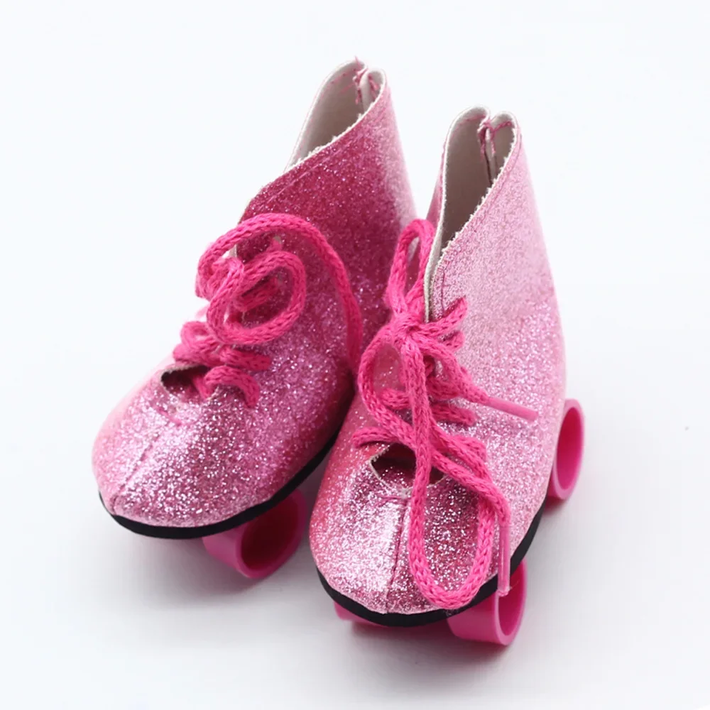

Pink Glitter/Zebra /Purple Doll Roller Skates For 18 Inch American Our Generation Girl Doll 43cm Baby Doll Accessories Gift