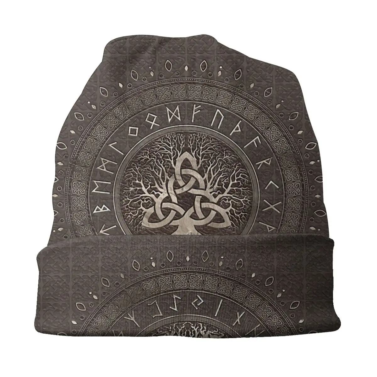 Viking Tree Of Life With Triquetra Brown Men Women Thin Beanies Outdoor Ski Cap Skullies Bonnet Hat