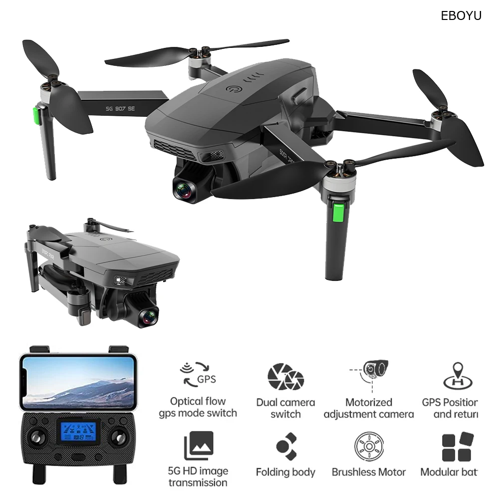 EBOYU ZLL SG907-SE RC Drone 4K GPS Drone Profesional 5G WiFi FPV with Brushless Motor Smart Follow RC Quadcopter Airplane Gift