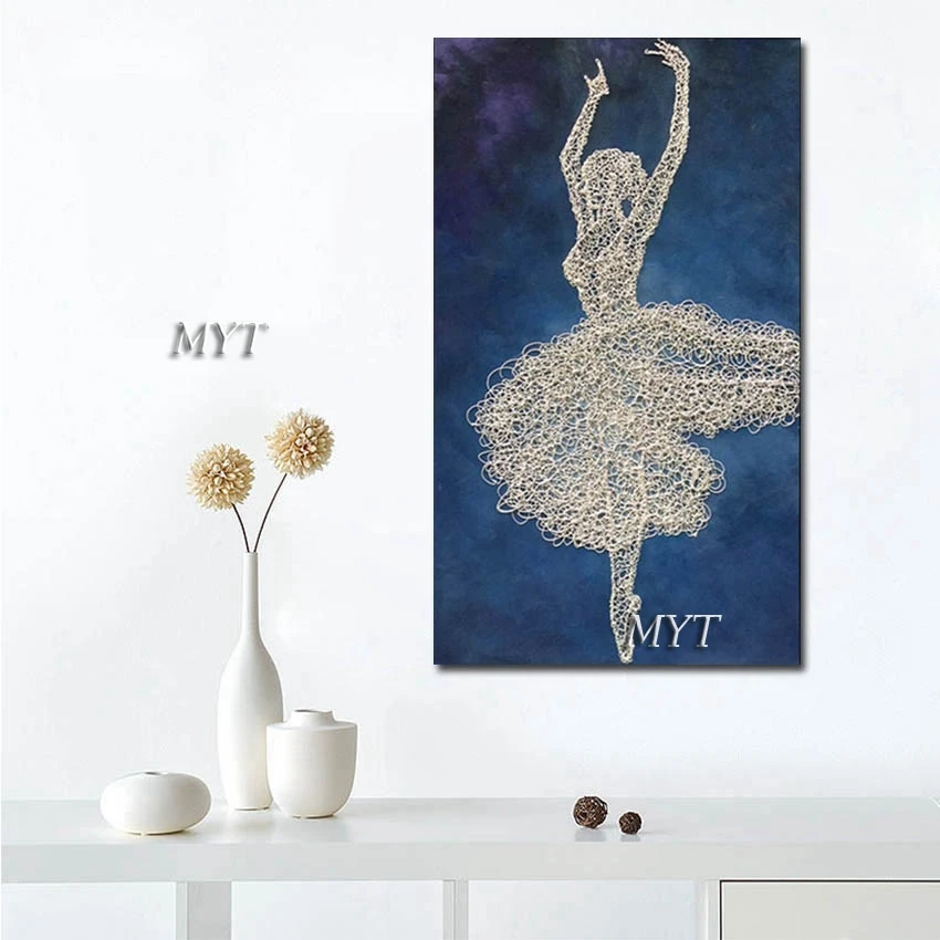 

Canvas Abstract Artwork Handmade Girl Dancing Ballet Oil Painting Acrylic Art Textured Wall Picture,Unframed Bedroom Decoration