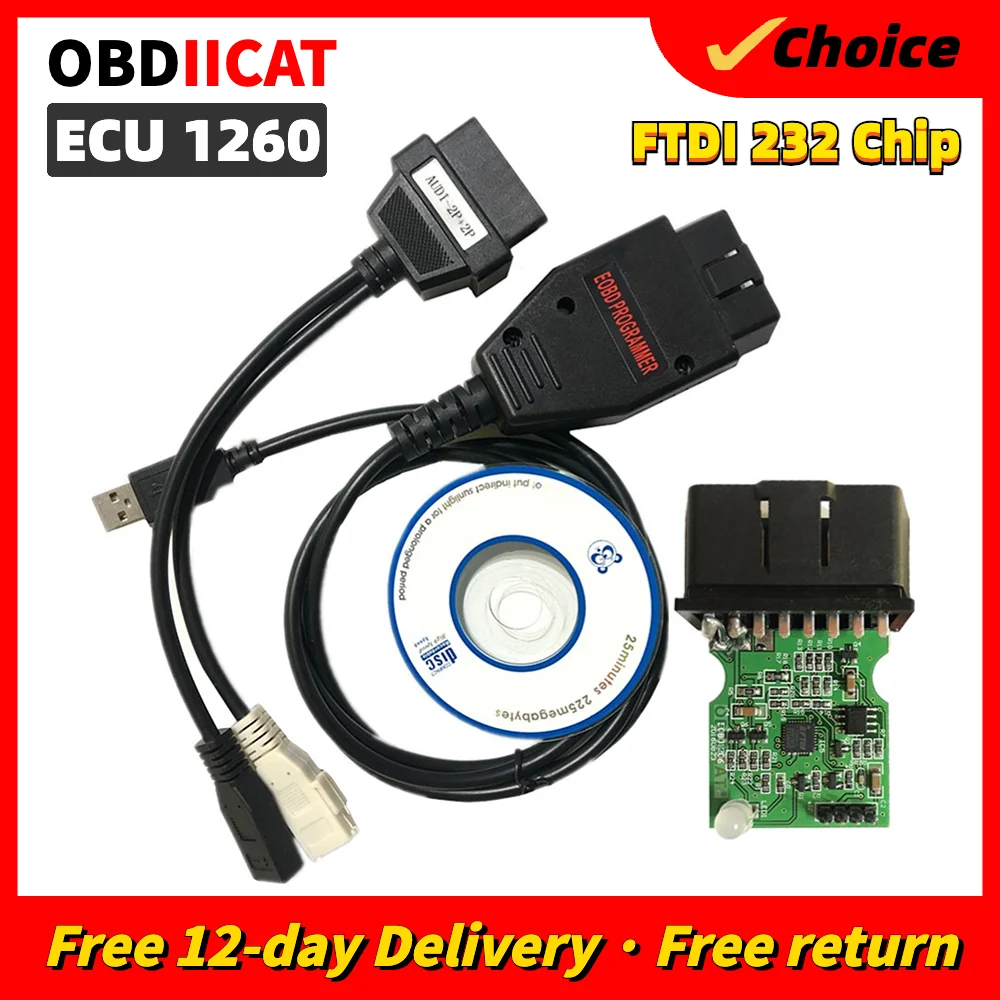 Программатор ECU OBDIICAT ECU 1260 Galletto 1260 FTDI FT232RQ RL EOBD для чтения и записи автомобильного диагностического инс...