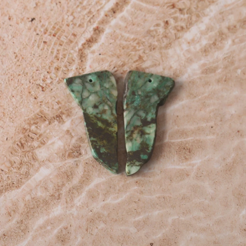 

Natural Chrysocolla Nugget Front Drilled Earring Beads 35x17x3mm 6.4g DIY Jewelry Making Accessory Bohemian Style