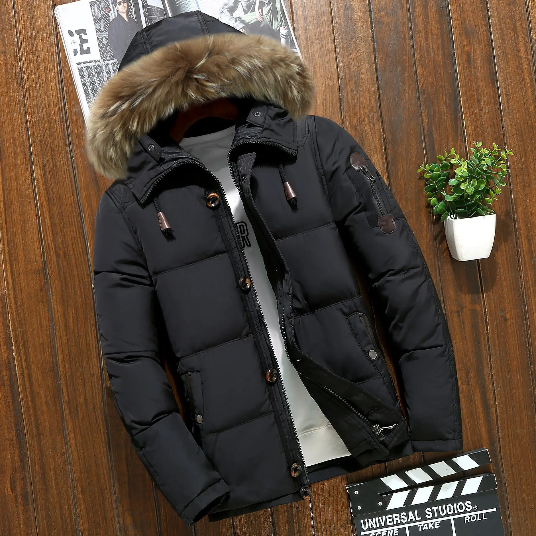 Winter Big Genuine Fur Hood Duck Down Jackets Men Warm High Quality Down Coats  Male Casual Winter Outerwer Puffer Jacket JK-633