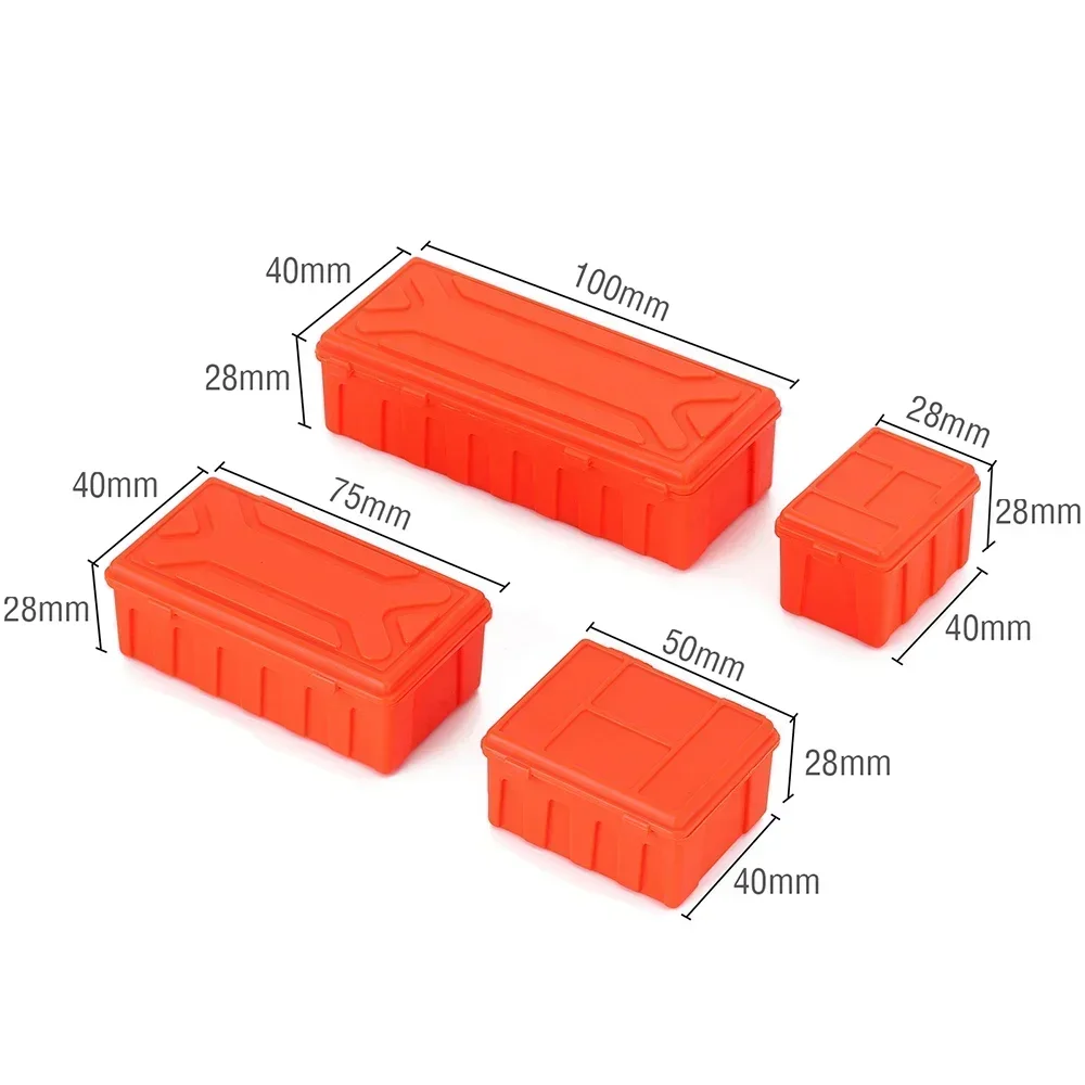 4 szt. Plastikowe pudełko do przechowywania bagażu narzędzie dekoracyjne dla 1/10 gąsienica RC oś SCX10 90046 TRX4 TRX6 Redcat Gen8