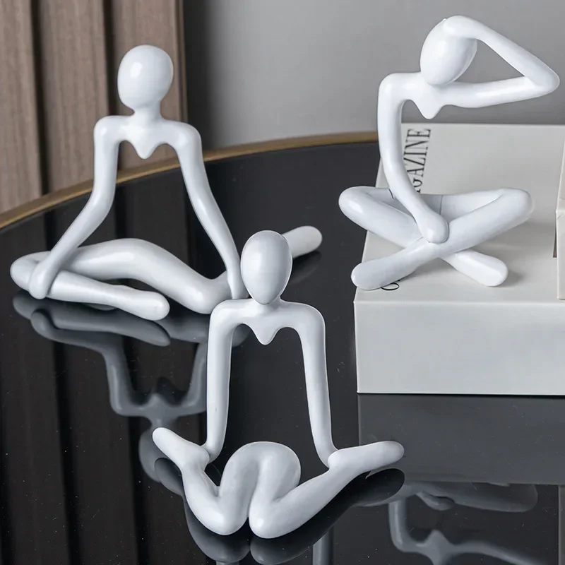 Cute Abstract Thinker Figurine - Unique Plastic Craft Art Decor - Room and Living Room Ornament