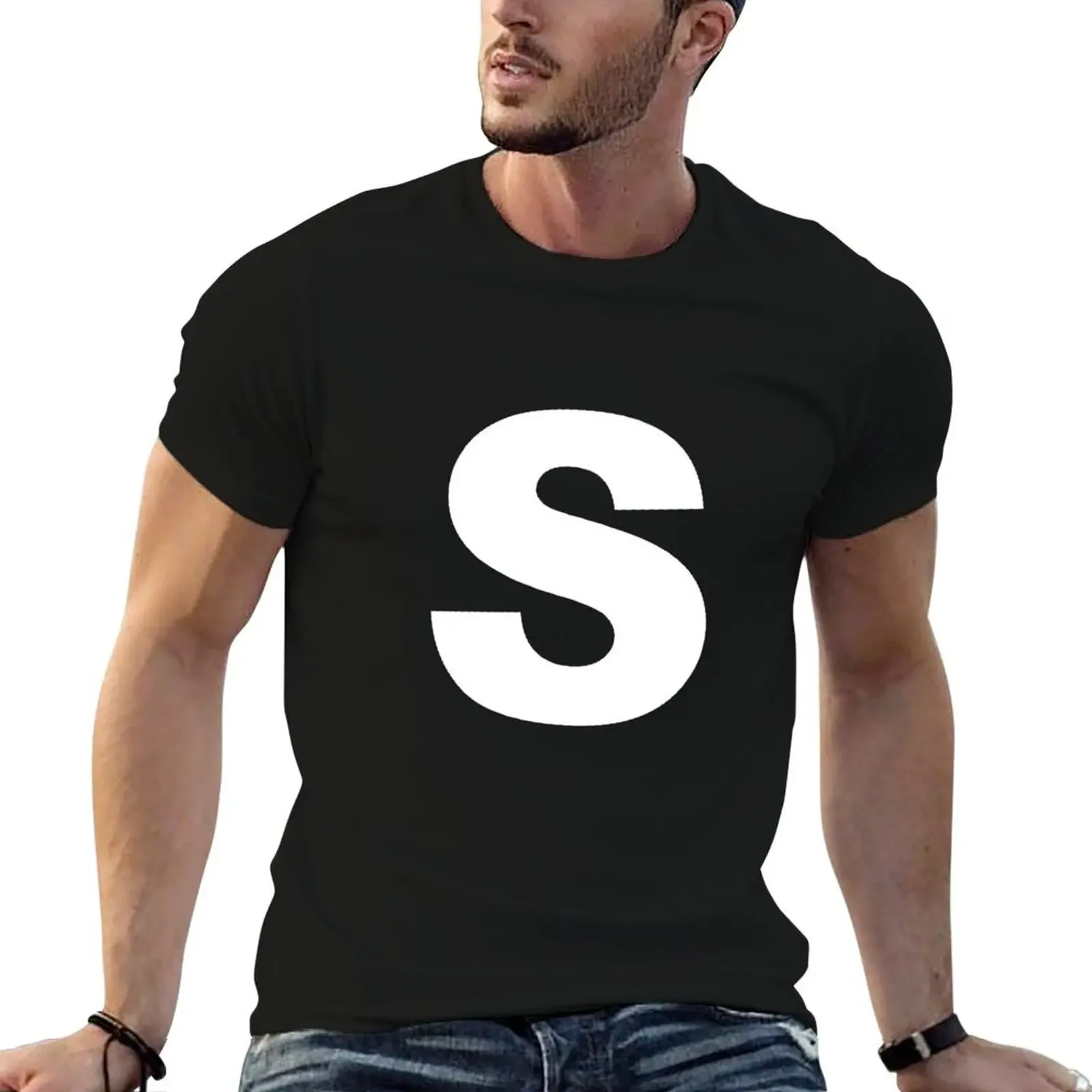 Copy of Letter S Chipmunk Halloween Costume Blue T-Shirt plain blacks t shirts men