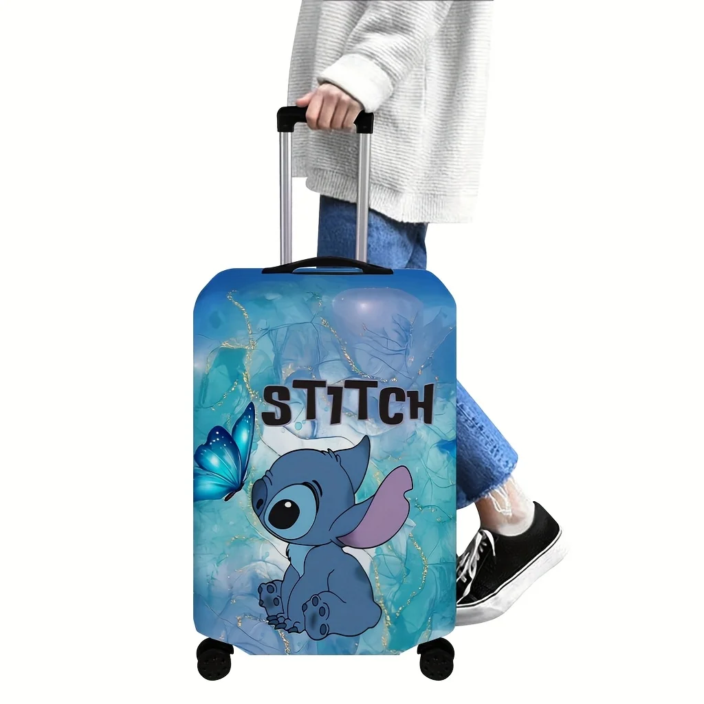 Disney ‌ Housse de valise Stitch Cute Cartoon, fibre de polyester durable, accessoires épais et résistants à l'usure et légers
