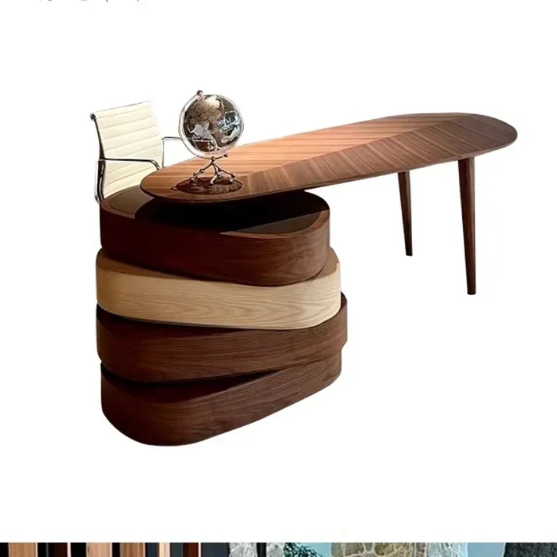 

Modern minimalist desk, Italian retro, rotating desk, walnut