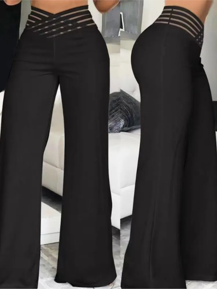 Women Casual Long Trousers Fashion Solid Office Female Casual High Waist Flared Pants For Women Clothes 2023 New Elegant Pant