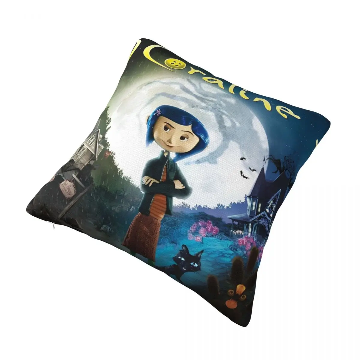 Coralines Halloween Pillowcases Soft Polyester Cushion Cover Decoration Pillow Case Cover Home Zipper 40X40cm Multi-Size