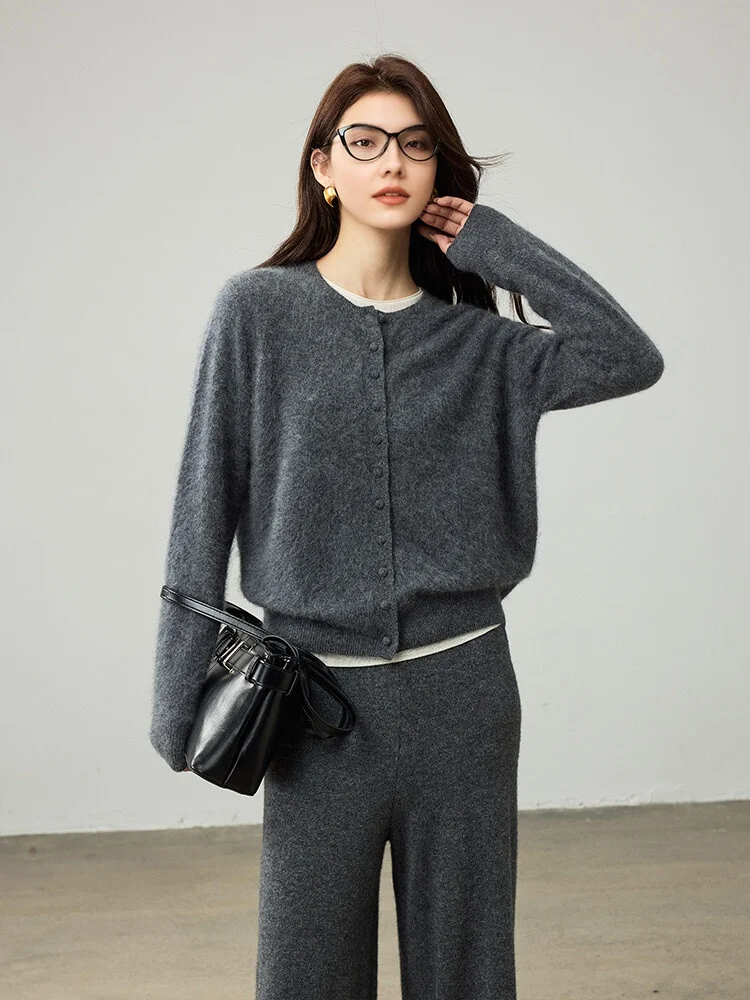 SuyaDream، سترات نسائية، صوف صوف، ياقة دائرية، سترات مريحة ناعمة، صوف 100%، سترات خريف وشتاء 2025