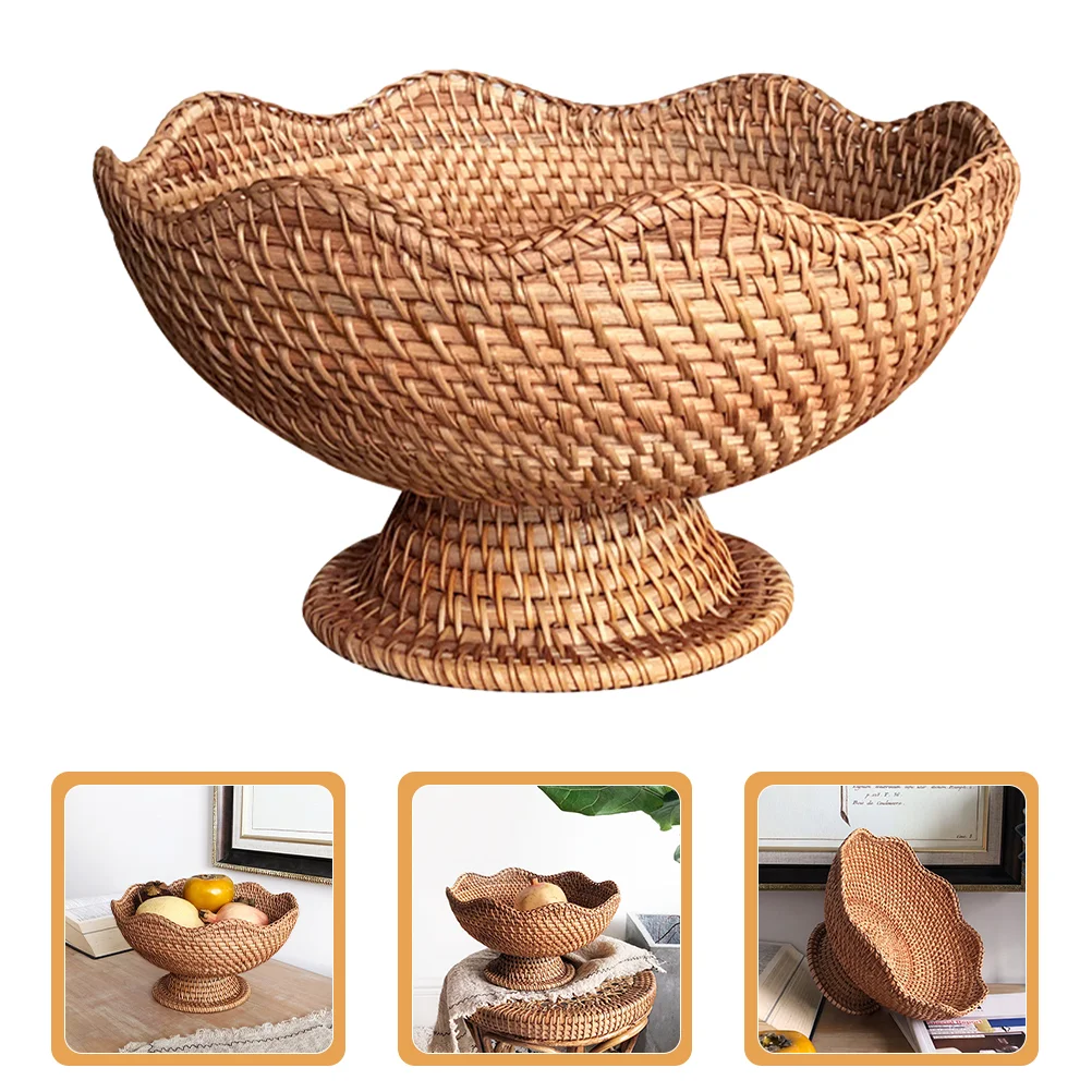 

Rattan Fruit Plate Small Woven Basket Baskets Decorative for Keys Organizing Shelves