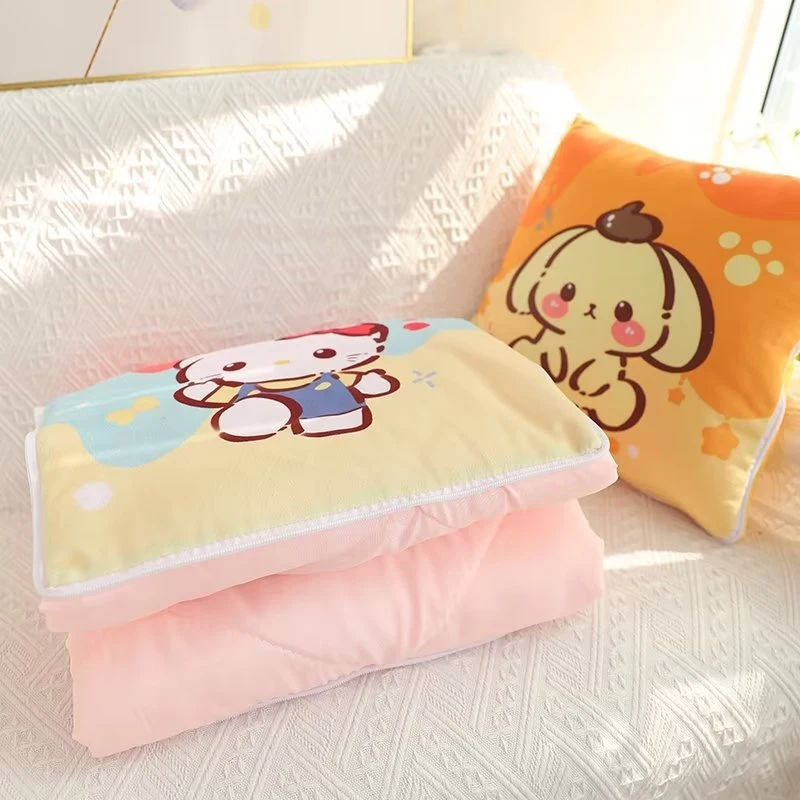 Sanrio caboroll kromi-折りたたみ式枕,2つのラベル付きの掛け布団,車,エアコン,オフィス,昼寝,睡眠,寮,家用