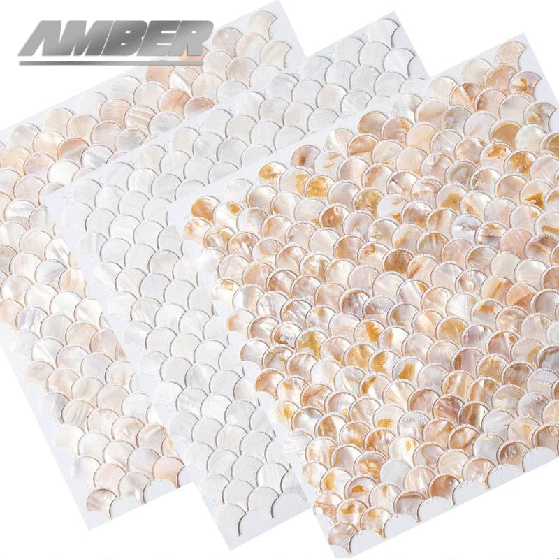 Shell Mosaic Tile Natural White Mother of Pearl Wall Backsplash Bathroom Tiles fish scale sheet