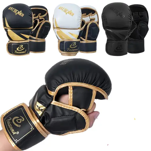 Professional MMA Boxing Gloves Half Finger Sandbag Karate Muay Thai Training Gloves PU Adult Kids Thickened Boxing Equipment