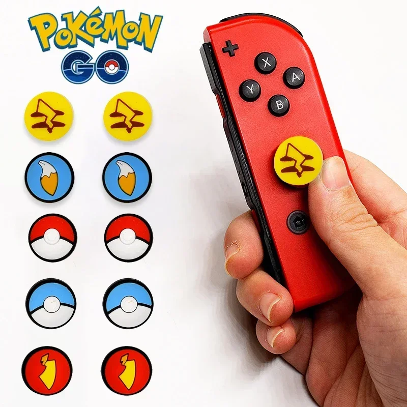 Pokemon Pikachu Thumbstick Silicone Button Non-slip Cap Joystick Cover for Nintendo Switch Joy-Con Controller Game Accessories