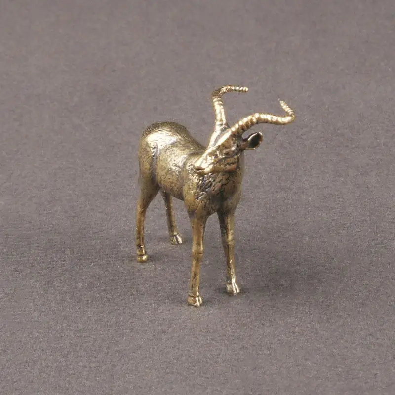 C Vintage Brass Leader Sheep Statue Desktop Ornament Metal Cute Figurines Miniatures Home And Office Decoration Car Ornaments