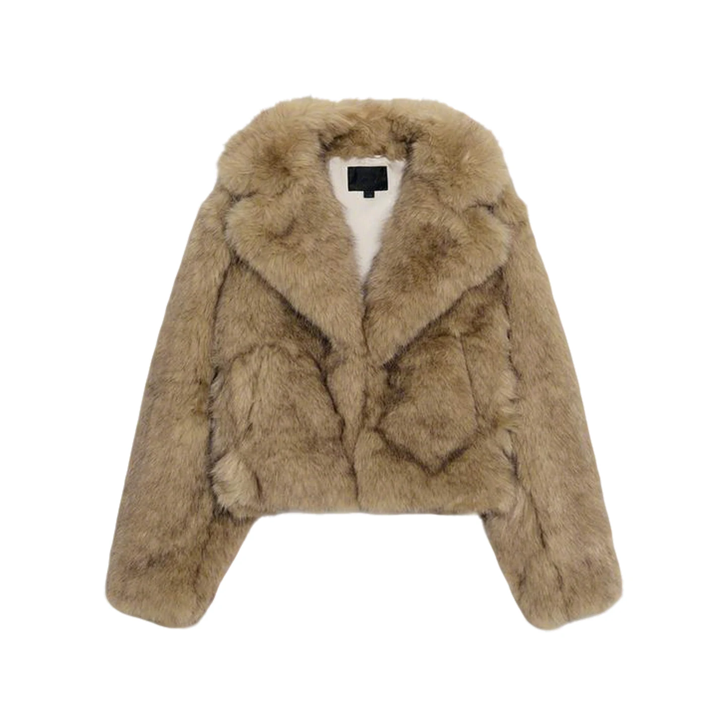 شتاء جديد المرأة ort معطف الفراء الاصطناعي طويل Sve بدوره إلى أسفل طوق Jaet محايد Sle مستقيم قطع الخريف