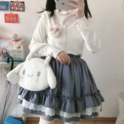 Kawaii Lace Lolita Skirt Women Y2K Harajuku Mini Casual Pleated Skirt Vintage Ruffle Patchwork Waist Soft Girl Streetwear Skirts