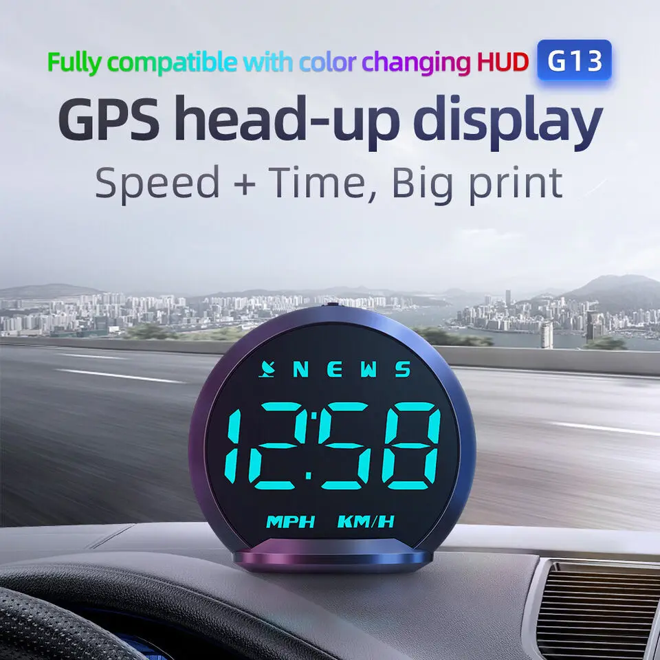 

G13 GPS HUD Head Up Display Speedometer Clock Driving Direction KM/H MPH Overspeed Alarm Fatigued Driving Alert Big Fonts