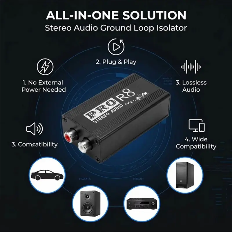 A003 RCA Audio Isolator Noise Reducer Filter Ground Loop Multifunction Soundproofing Device For Car For Stage Microphone