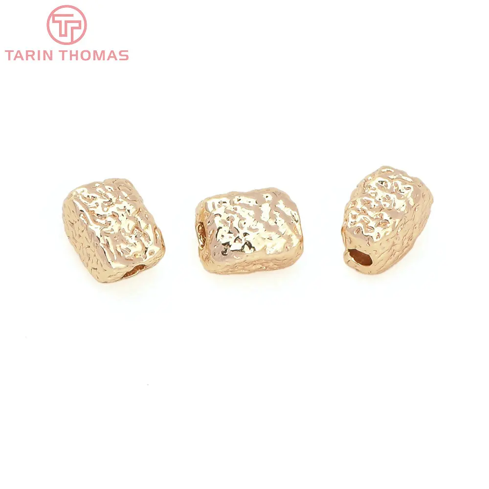 (8501) 10PCS 4.7x6MM 24K Gold Color Brass Heteromorphic Meteorite Bracelet Beads Spacer Beads High Quality Diy Jewelry Making