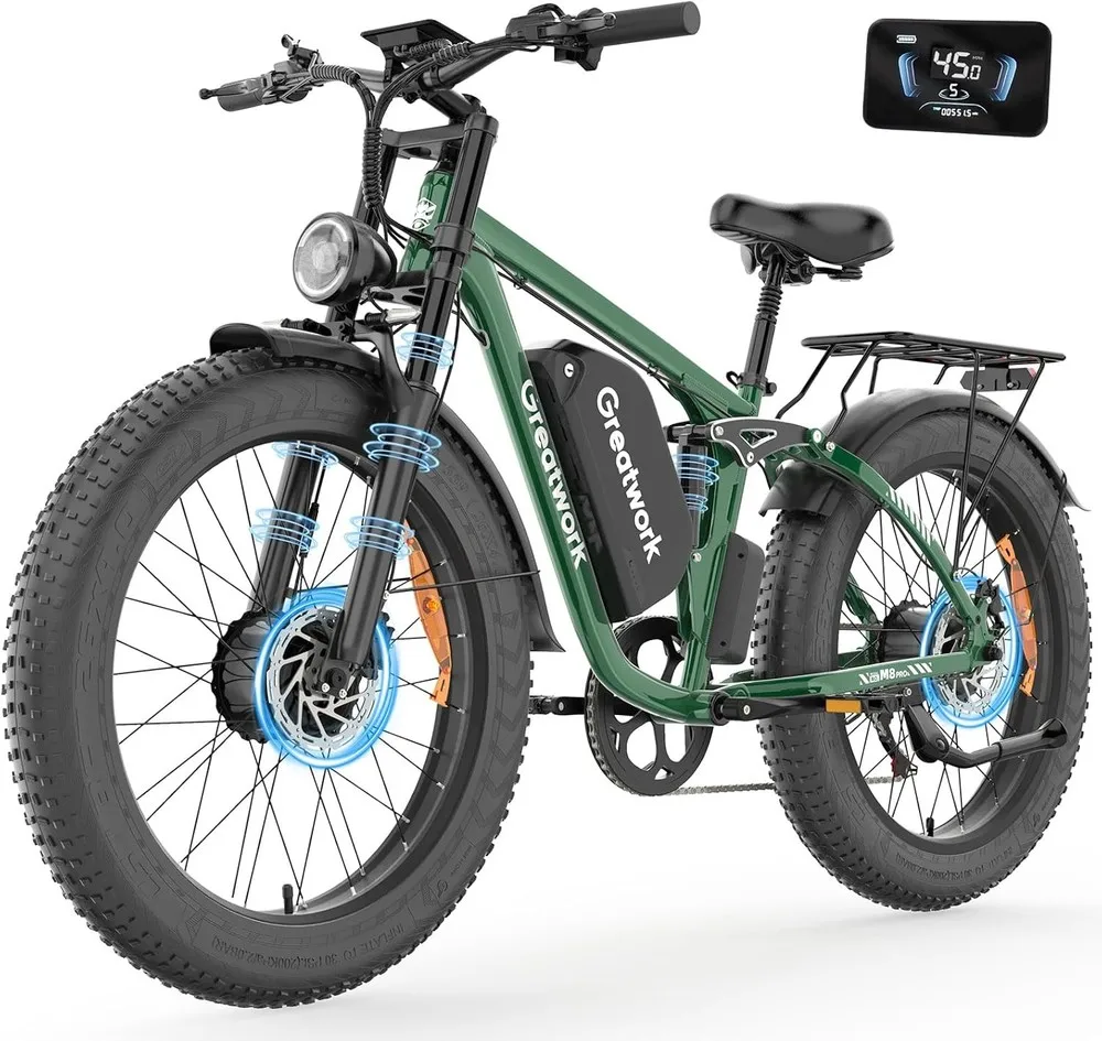 DUAL MOTOR 5000W Electric Bike for Adults 26" Fat Tire 45MPH Off-Road E-bike image 1