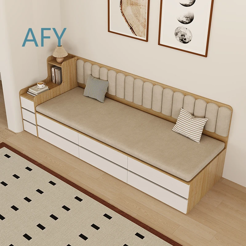 High Box Storage Sofa Tatami Arhat Bed for Small Apartment Living Room Pull Out Seat Floor Bed for Custom Solid Wood Board