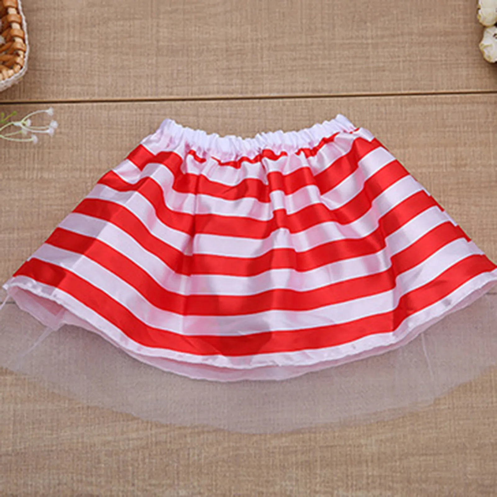 Toddler Girls Short Mini Skirts Birthday Party Tutu Skirts Performance Skirt Striped Prints Fashion Skirt Halloween Dressy Up