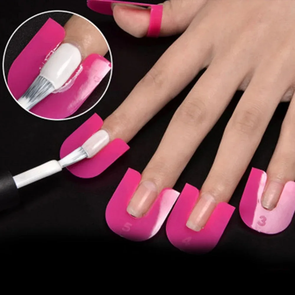 U Curve Shape Nail Spill-proof Clip Protector Tools Rose Red Nail Care Anti-Flooding Clip Varnish Shield Plastic