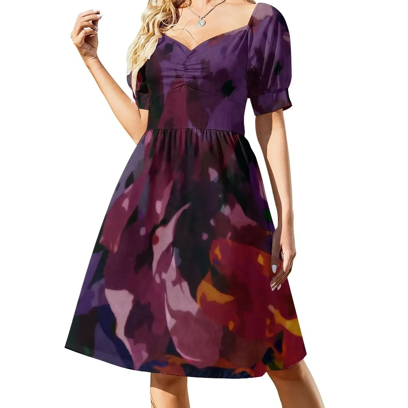 Archival Flowers - Purple, Pink, Copper Abstract Sleeveless Dress luxury dress long dresses for women Dress