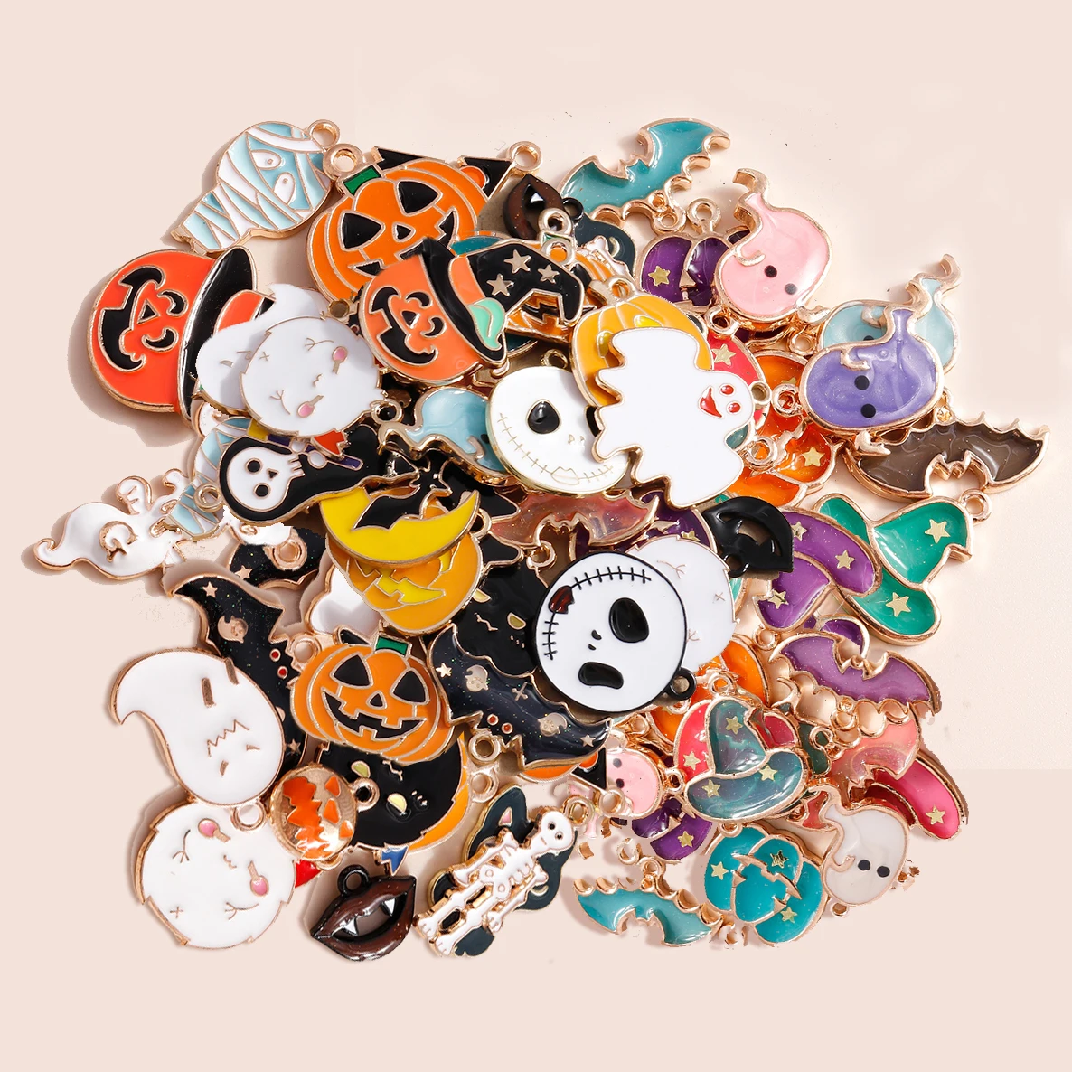 Mixed 5/20pcs Halloween Charms Pumpkin Evil Ghost Vampire Bat Pendants for diy Earring Necklace Jewelry Making Accessories