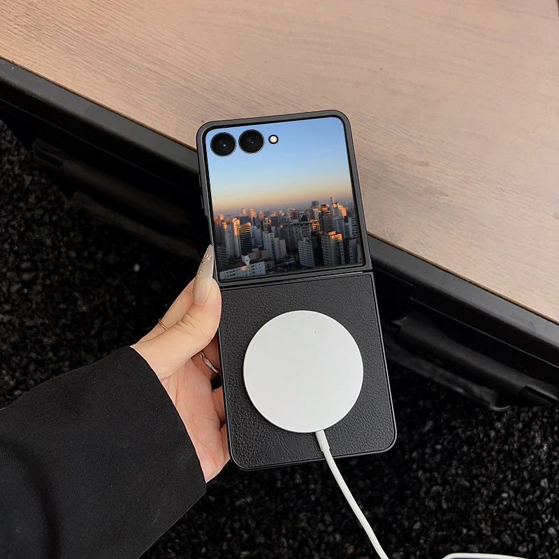 สําหรับ Samsung Galaxy Z Flip 7 FE 6 5 กรณี Vintage Magnetic PU หนัง Ultra - บาง Matte Cover สําหรับ Galaxy Z Flip7