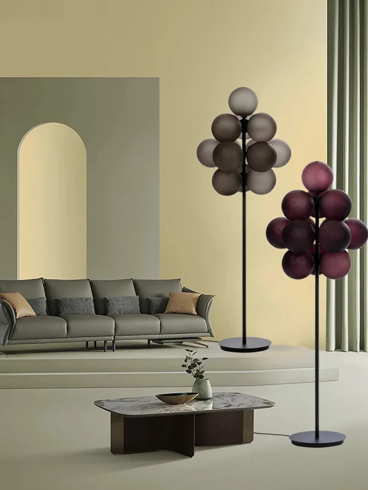 

French-style sofa decorative floor lamp ornament, glass spherical lampshade, suitable for living room ceiling pendant lights