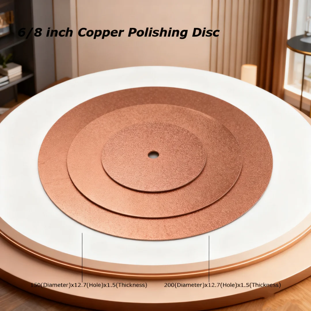 6/8 Inch Copper Polishing Disc Final Polish Wheel for Stone,Gem,Shell,Artwork Polishing Thickness 1.5mm