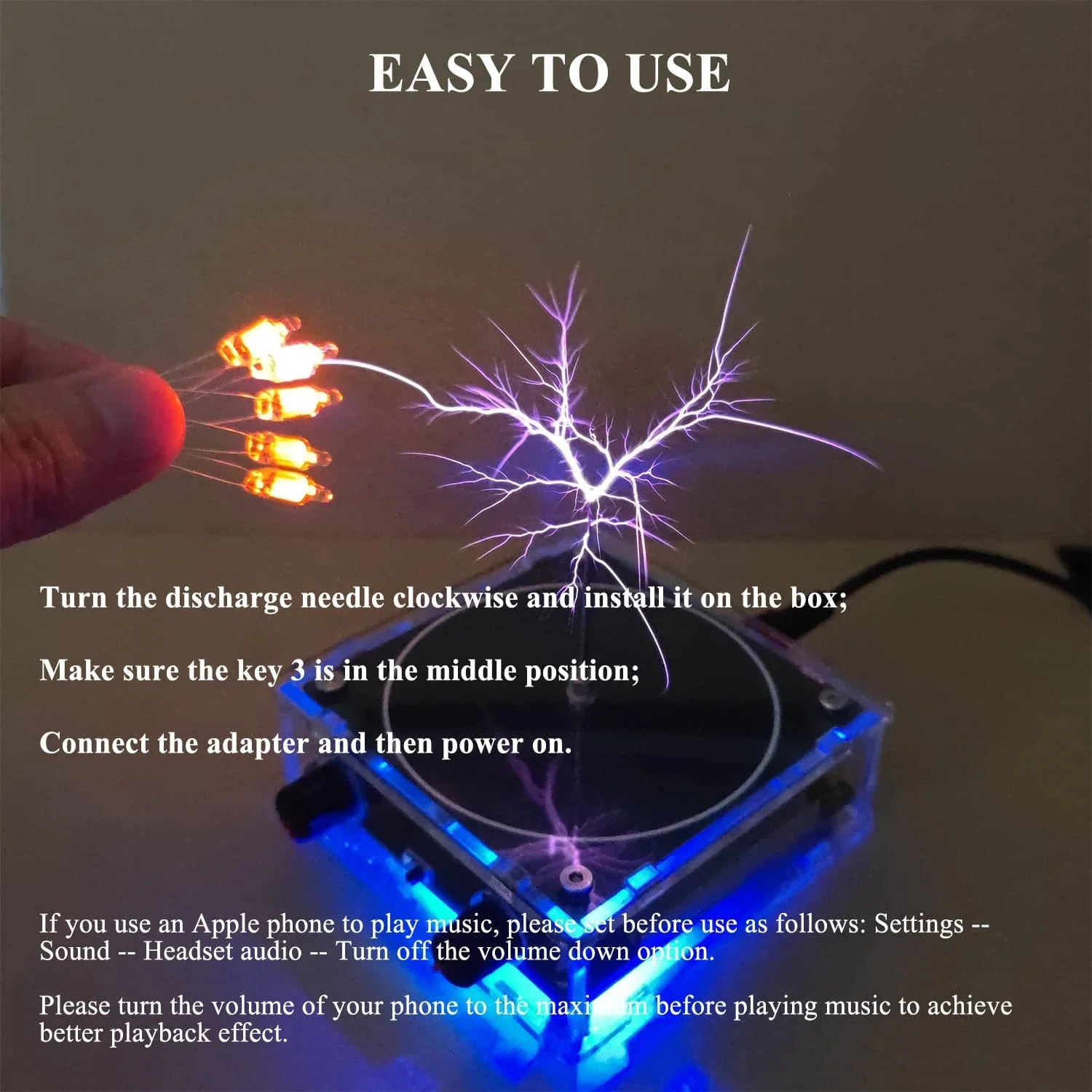 NEW Music Tesla Coil Bluetooth/AUX Dual Mode Music Box Artificial Lightning Touchable Audio Input Bluetooth Science Experiments