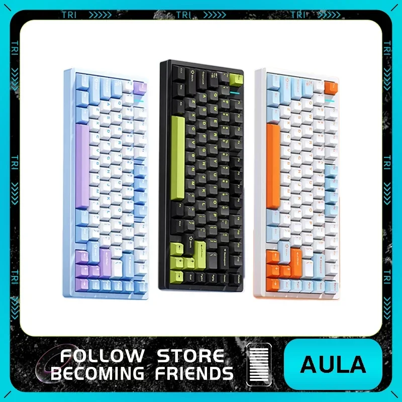 

AULA M75 Mechanical Keyboard Three Mode Aluminium Alloy Wireless Gaming Keyboard RGB Hot Swap Ergonomics Gamer Accessories Gifts