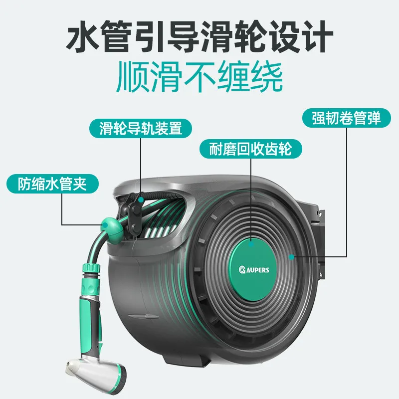 รถบรรทุกม้วนสายยางอัตโนมัติแบบยืดหดได้, ที่ล้างรถในสวนและชั้นวางเก็บม้วนสายยางรดน้ำ