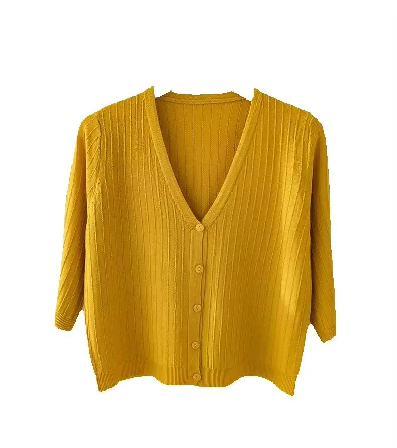 Solid Color Button Front Cardigan Versatile Long Sleeve V Neck Cardigan for Spring and Fall Chic Korean Fashion Women Clothing