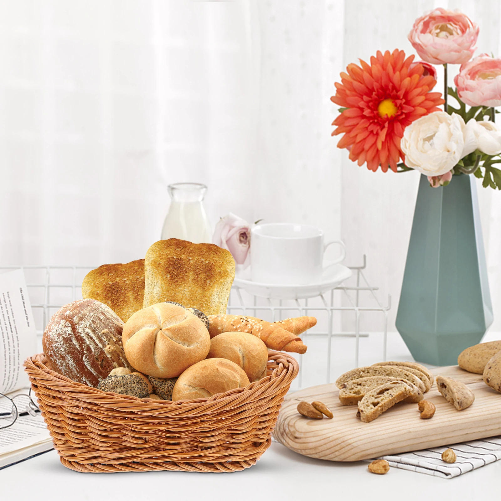 

Multi-Function Imitation Rattan Breads Fruit Storage Holder Kitchen Food Serving Decorative Snack Container Household Vegetable