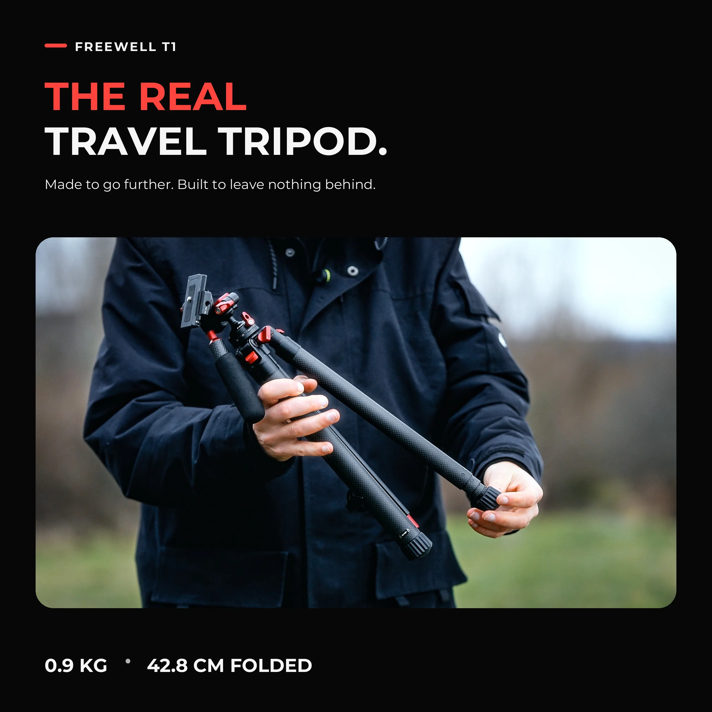 Freewell Portable 1.5M Travel Tripod 360° Degree Ball Multifunction Carbon Fiber Stand Max Load 5KG for DSLR Camera Smartphone