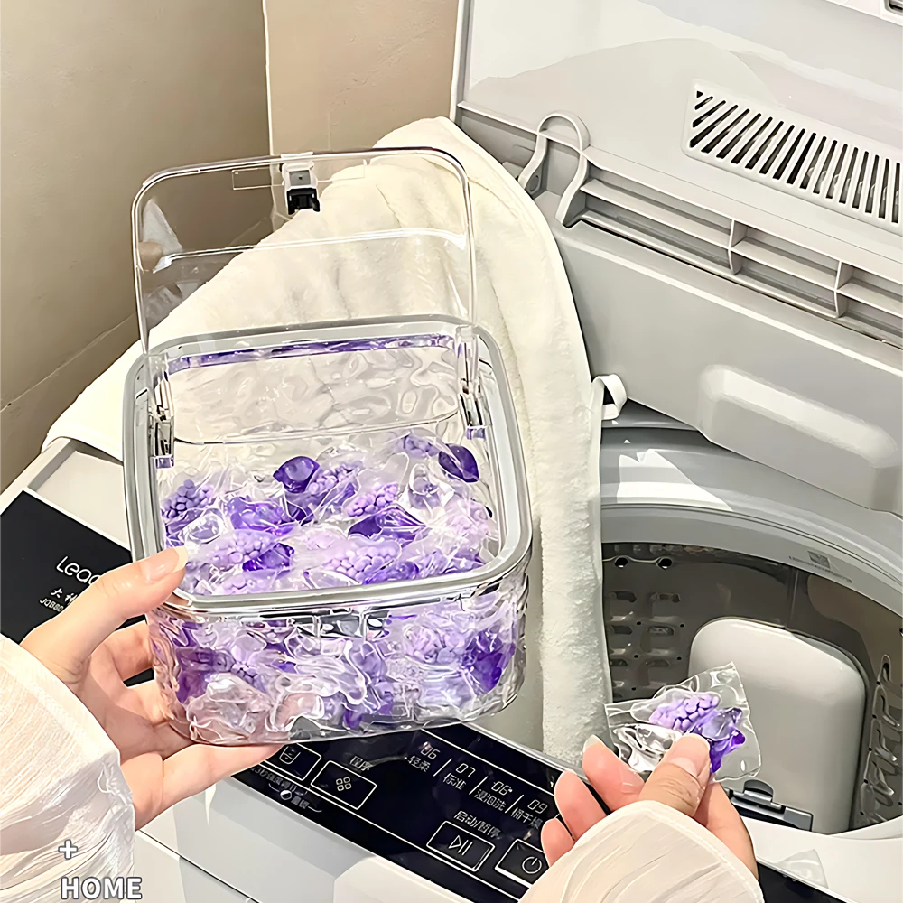 Laundry Pods Container Clear Storage Box For Washing Capsules Dryer Sheets Container Laundry Room Storage Organizer