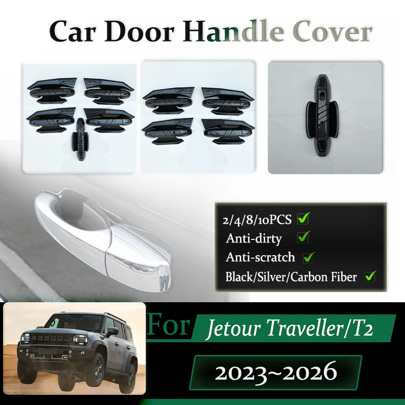 

For Jetour Traveller Shanhai T2 2023~2026 Car Door Handle Cover Anti-dirty Chromium Styling Chrome Trim Sticker Auto Accessories