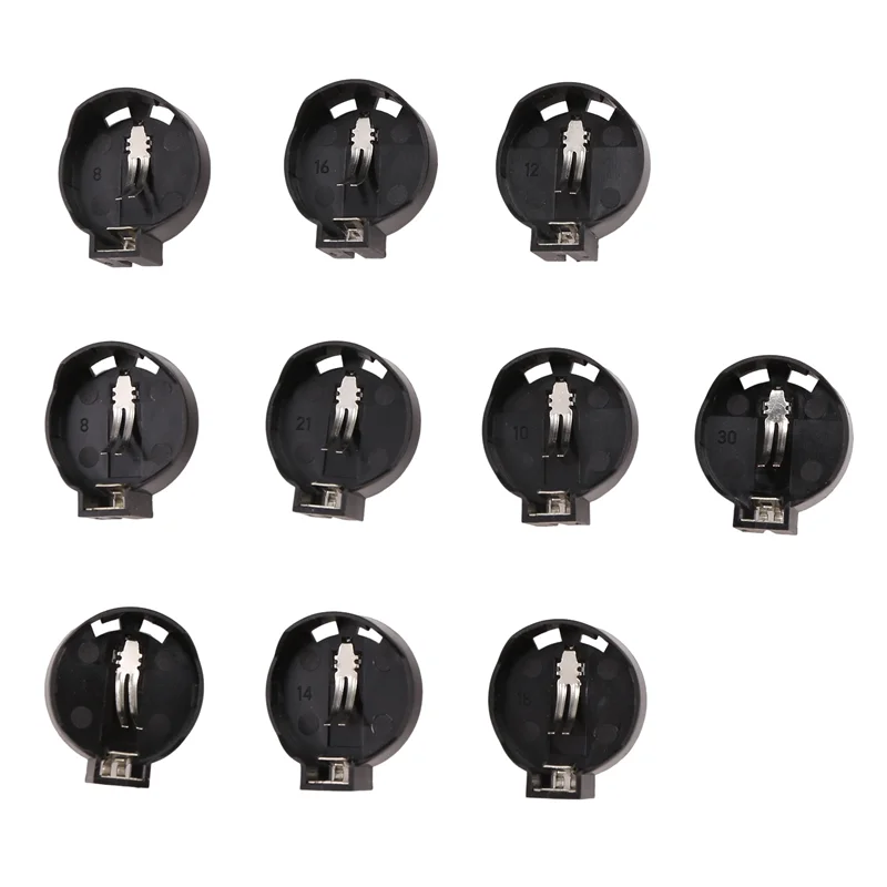 

Upgraded 10Pcs Black Round Button Battery Holder Case For CR2032 2016 2025