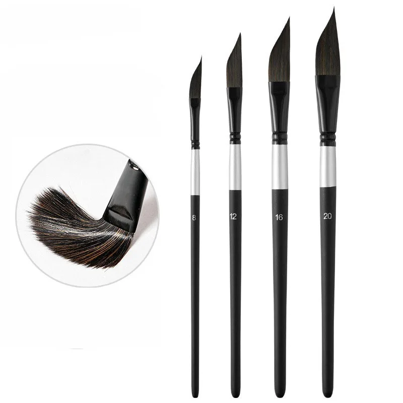 4-pcs nylon hair knife-shaped watercolor pen set gouache painting pen hand-painted art drawing brush