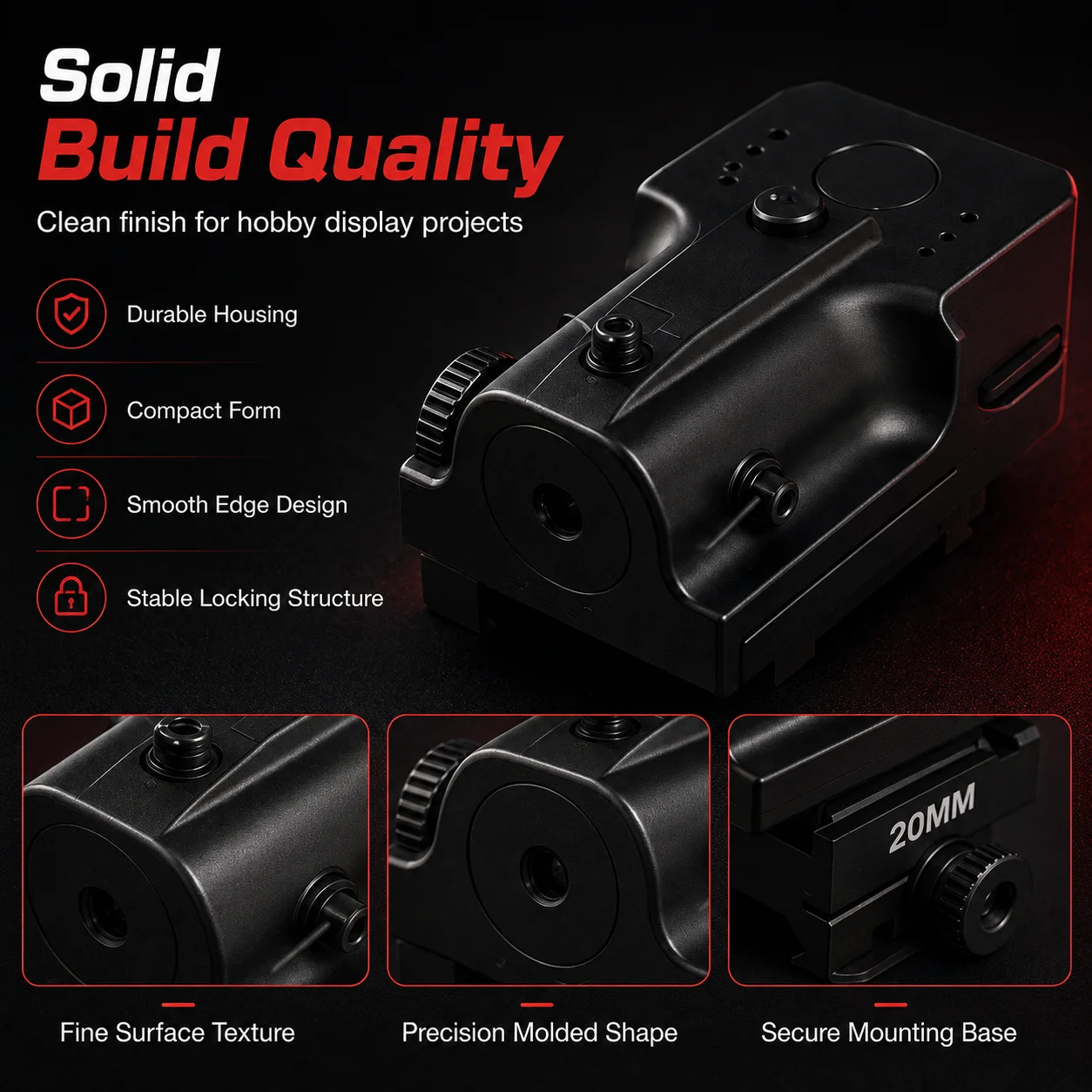 Unique Mini Red Beam Hobby Ornament Universal 20MM Adjustable Mount Collection Gift